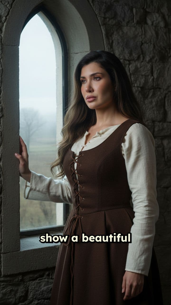 Tearful Medieval Maid at the Window