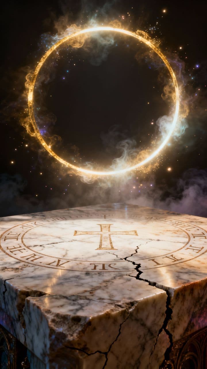Divine Halo Above Ancient Altar
