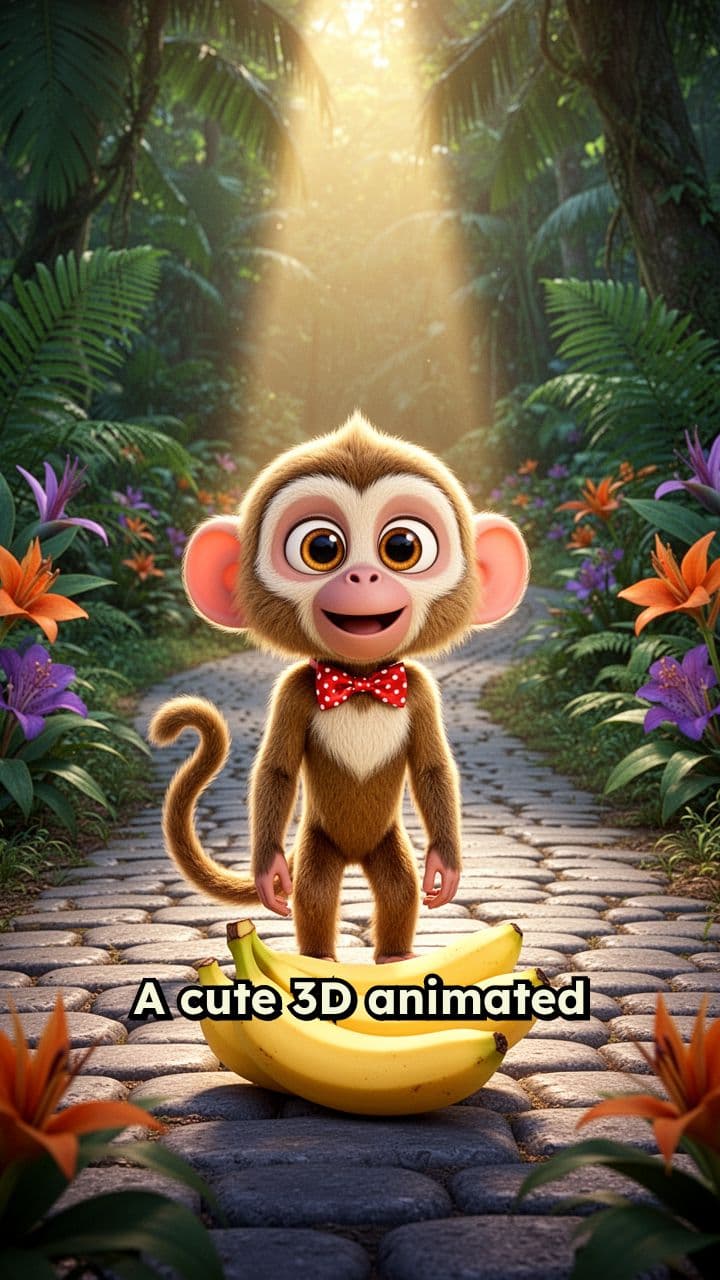 Monkey Finds Bananas on the Road