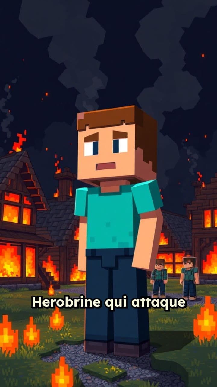Herobrine attaque un village