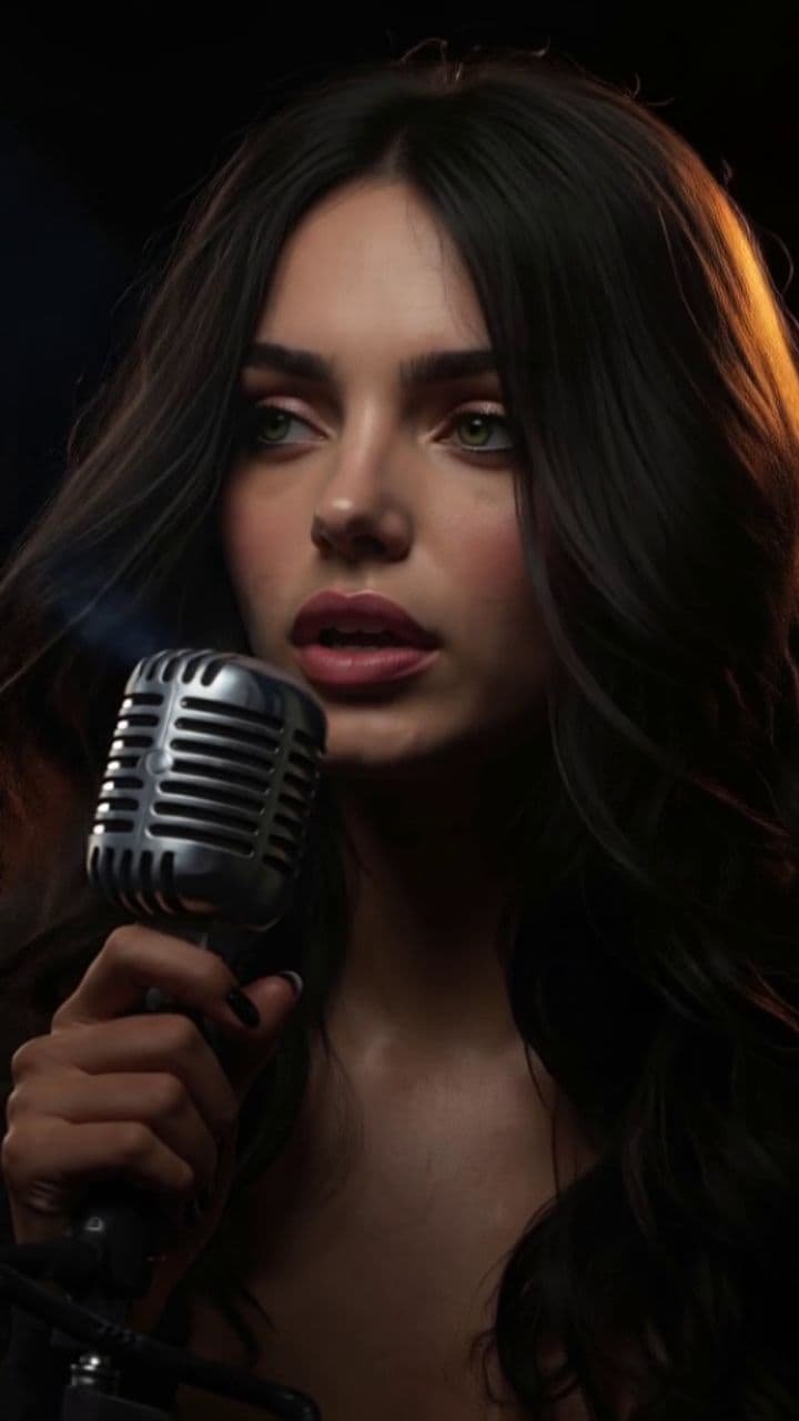 Съблазнителен джазов вокалистка в мрак
