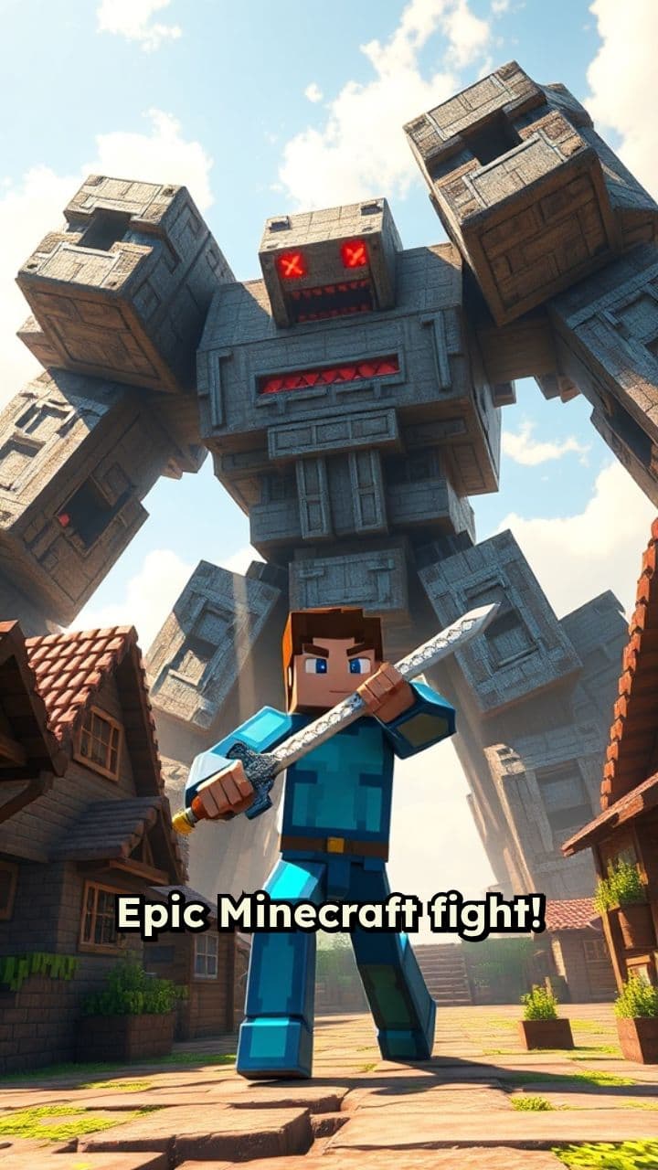 Steve vs Iron Golem Showdown