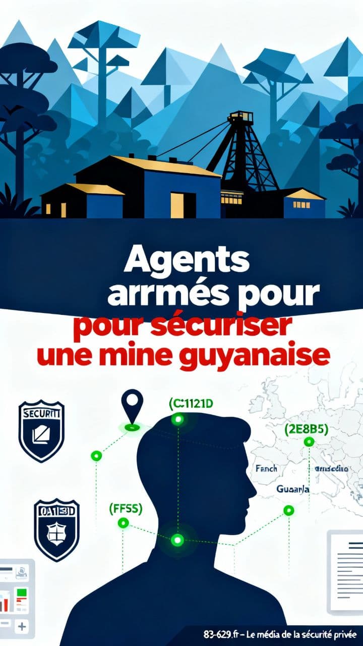 Agents armés pour sécuriser une mine guyanaise
