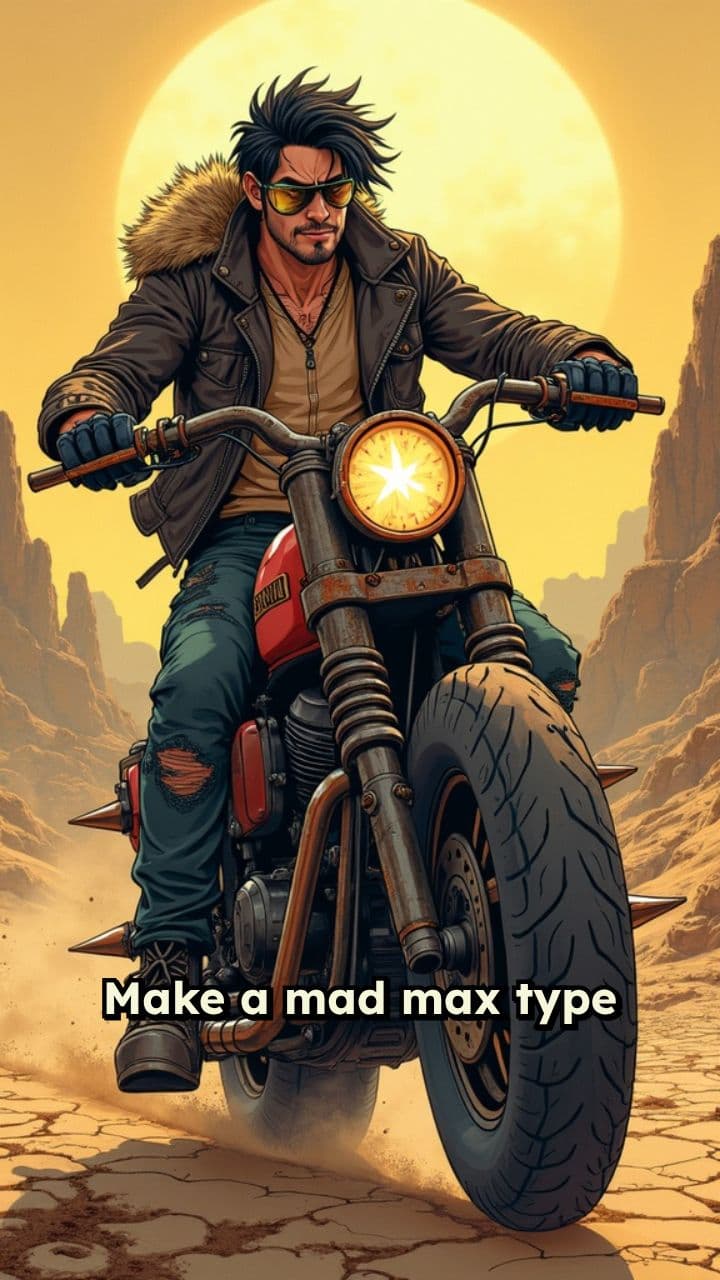 Rugged Bandit in a Wasteland Ride