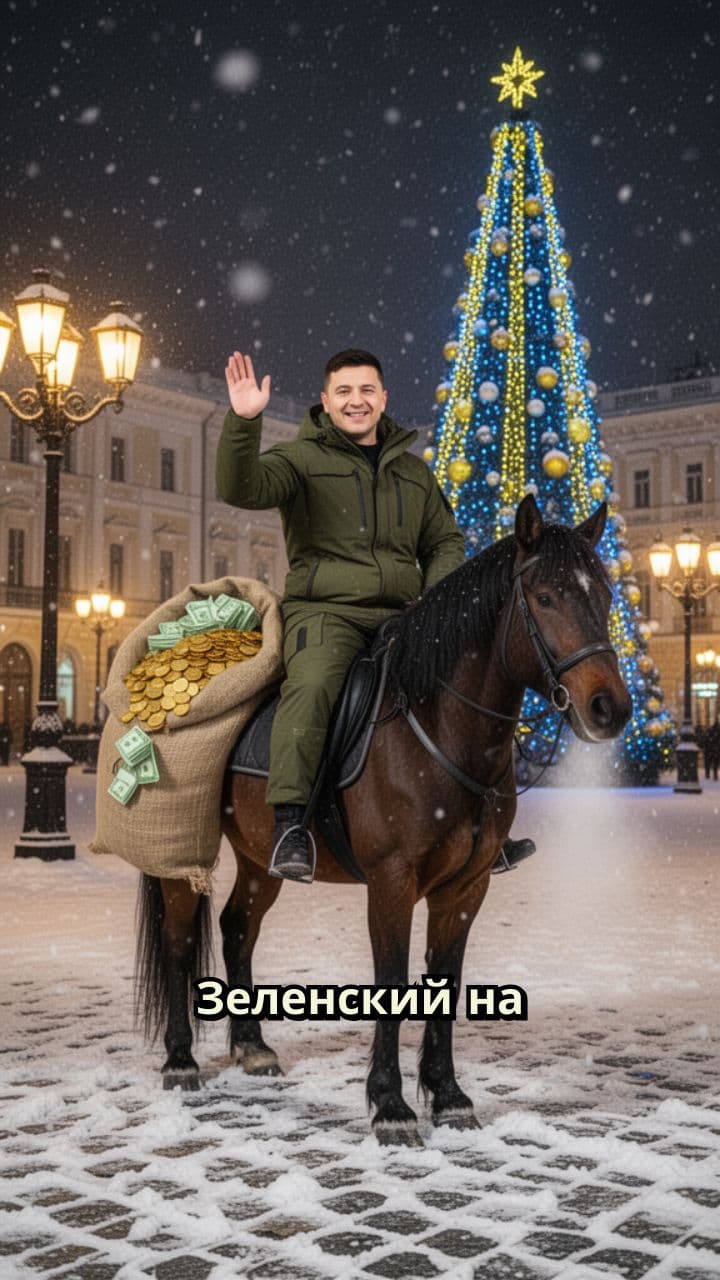 Новогоднее поздравление Зеленского на лошади