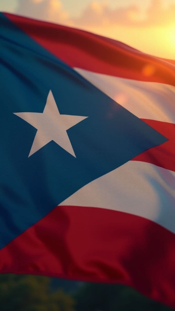 Puerto Rican Flag Cinematic Close-Up