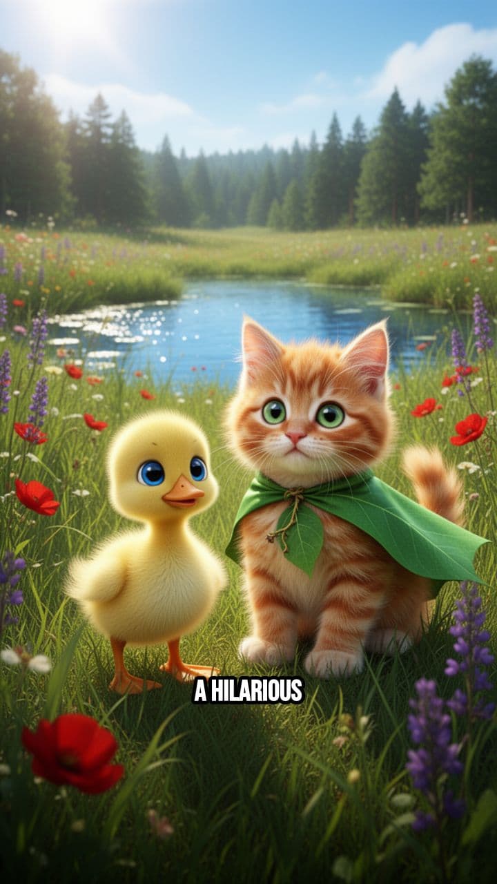 बिल्ली हीरो ने बत्तख बचाई