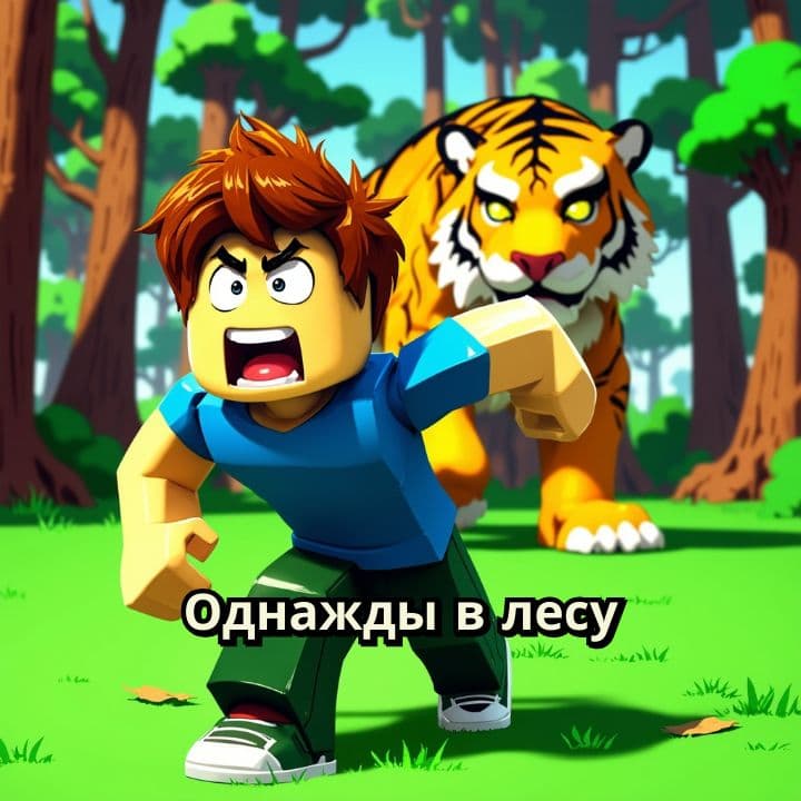 Бэйкон и тигр в лесу