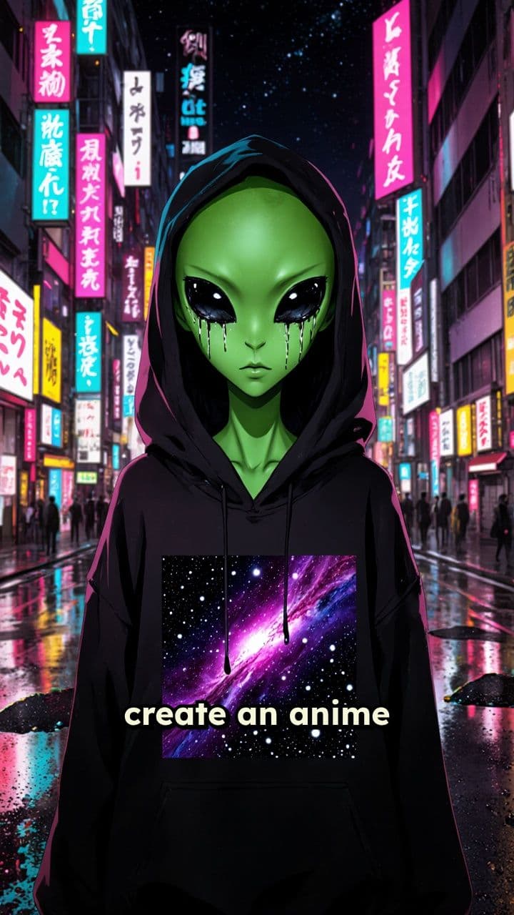 Crying Green Alien in Tokyo