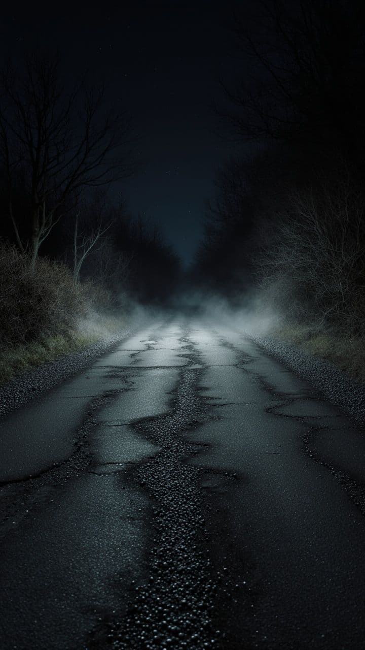Ominous Rural Night Road