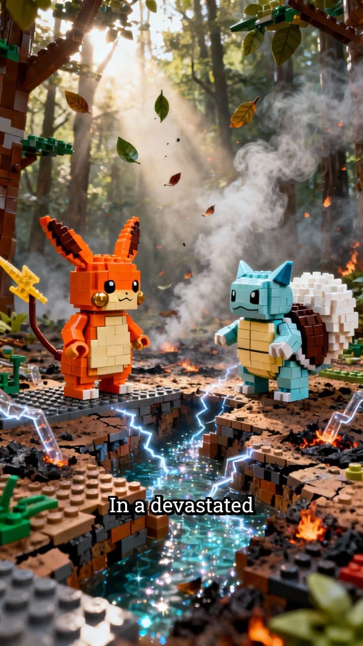 Raichu vs. Wartortle: Final Battle (Lego Style)