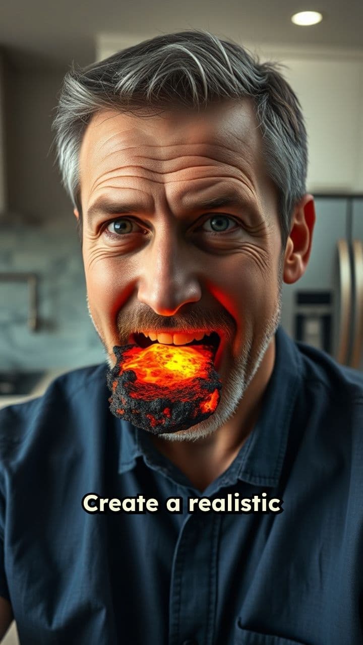 Biting Glowing Lava in Kitchen