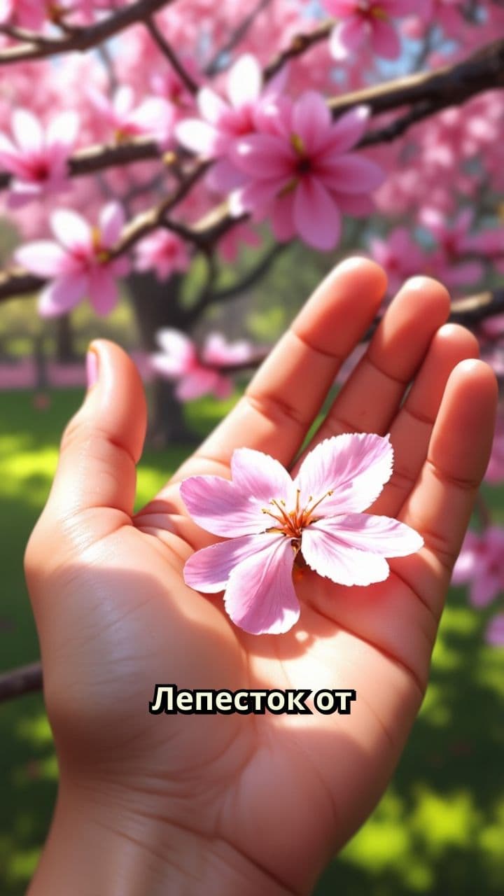 Лепесток сакуры в ладони юноши