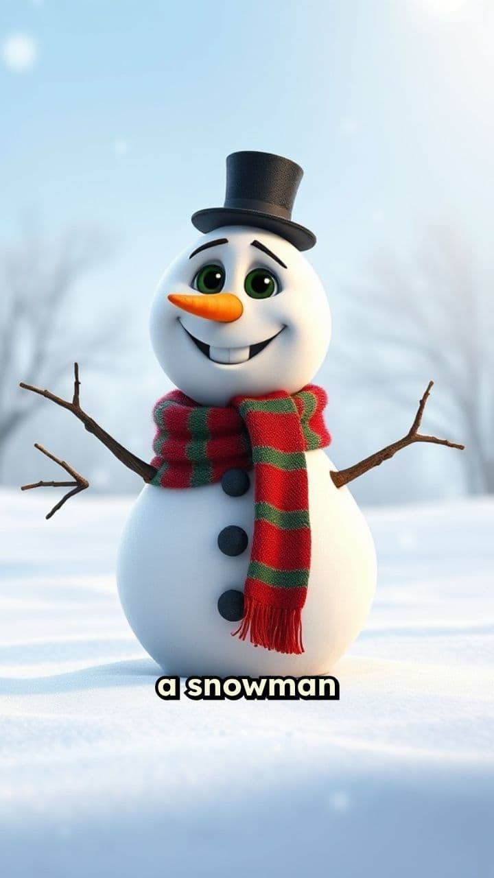 Waving Snowman on Black Background