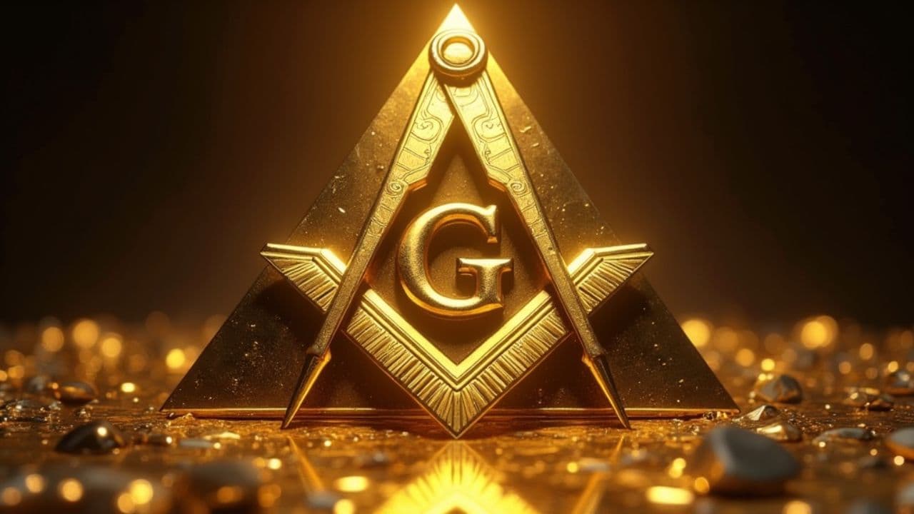 Freemason Logo on Gold Pyramid