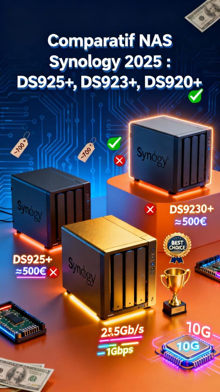 Comparatif NAS Synology 2025 : DS925+, DS923+, DS920+