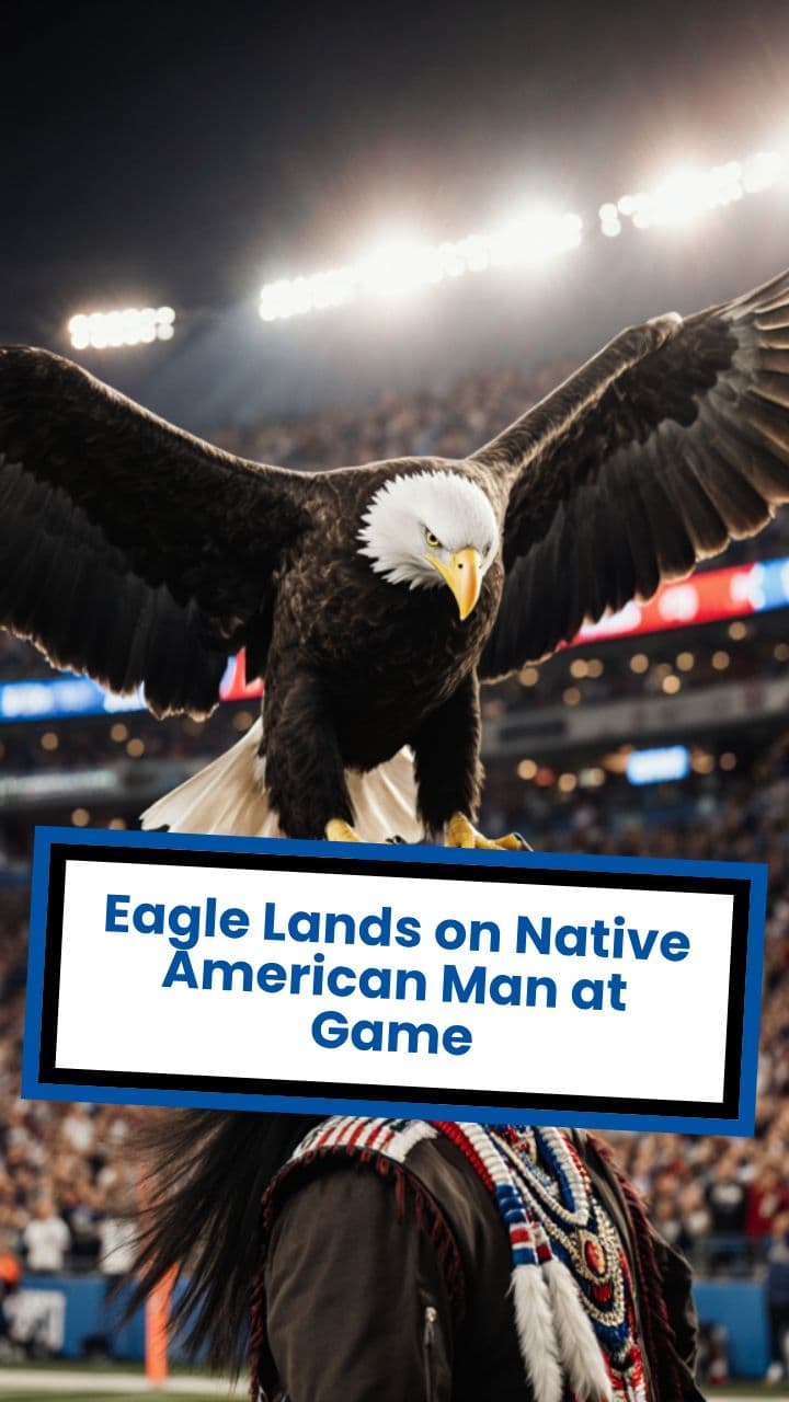 Eagle Lands on Native American Man at Game