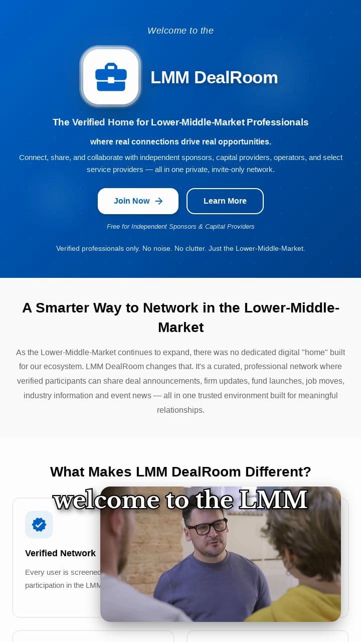 LMM Dealroom: Connect in Lower Middle Market
