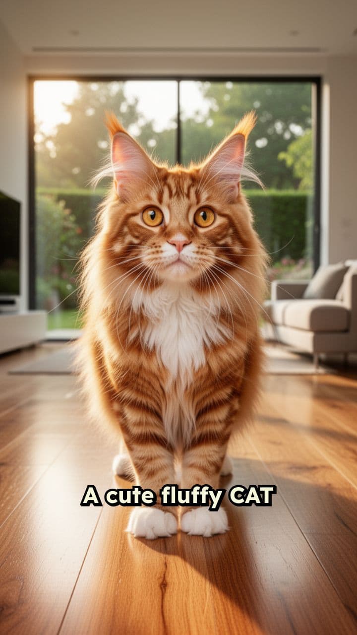 Confident Fluffy Cat Walks Cinematically