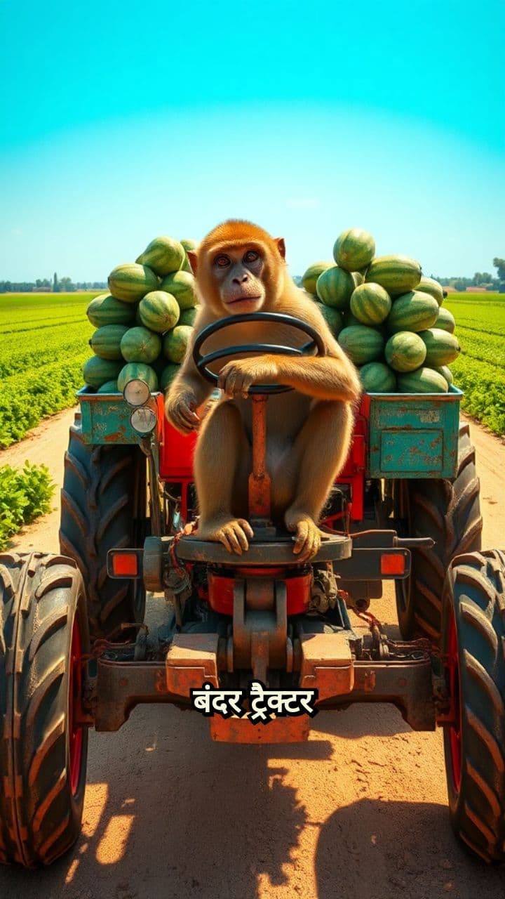 बंदर और तरबूज का ट्रैक्टर
