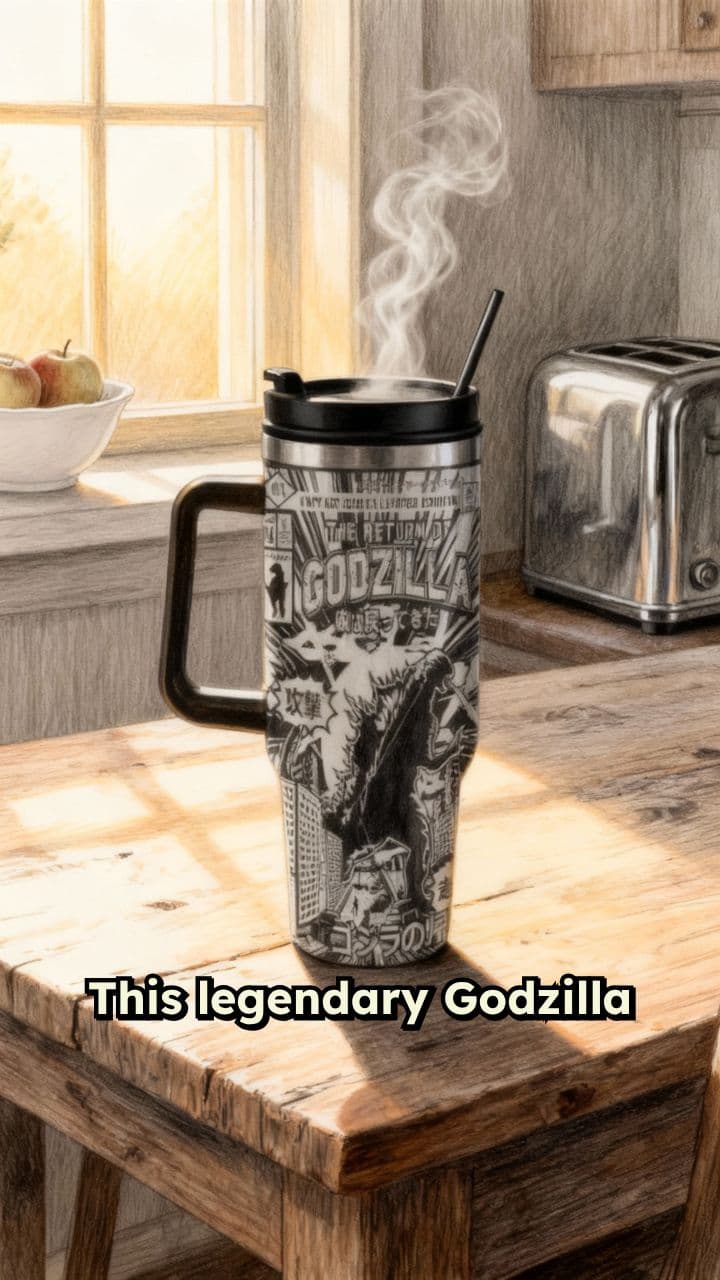 Vintage Godzilla Comic Travel Mug