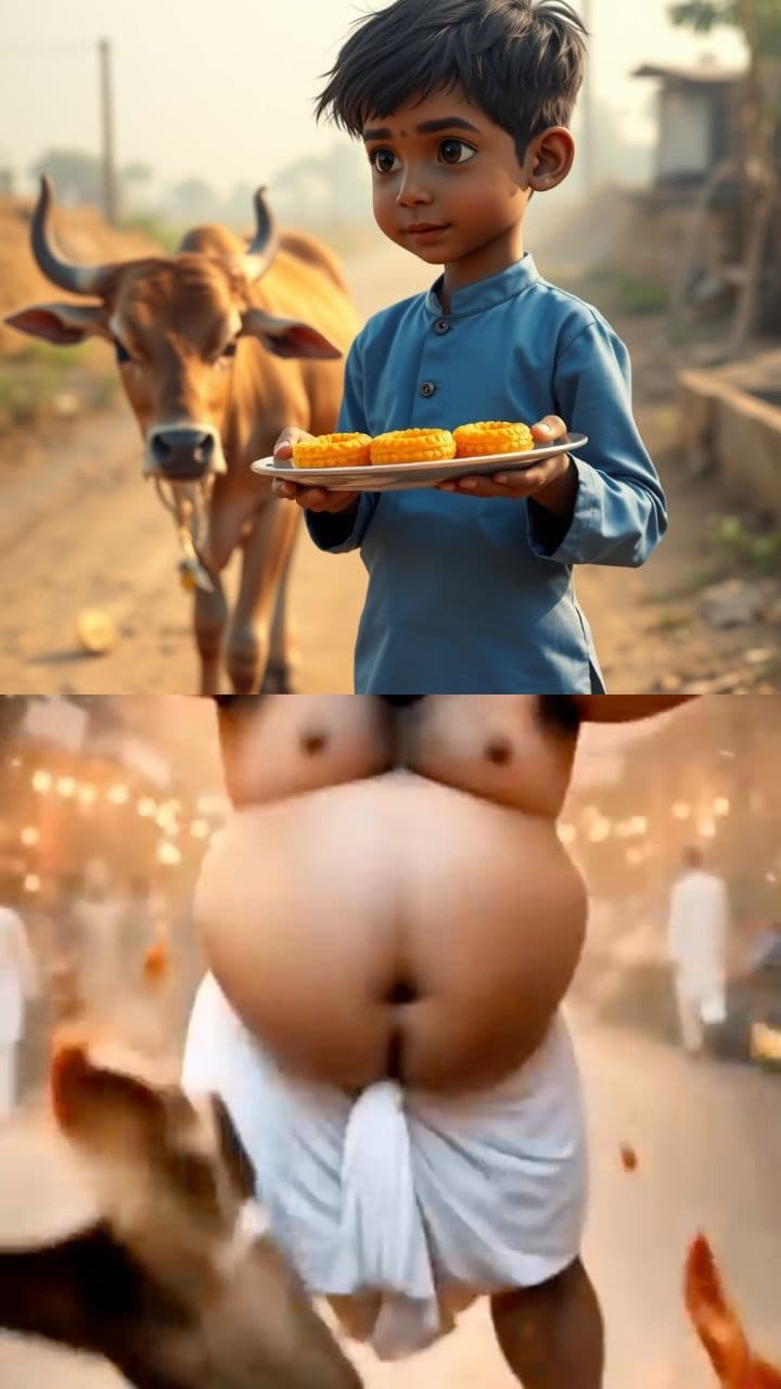 भूखी गाय को मिठाई खिलाना
