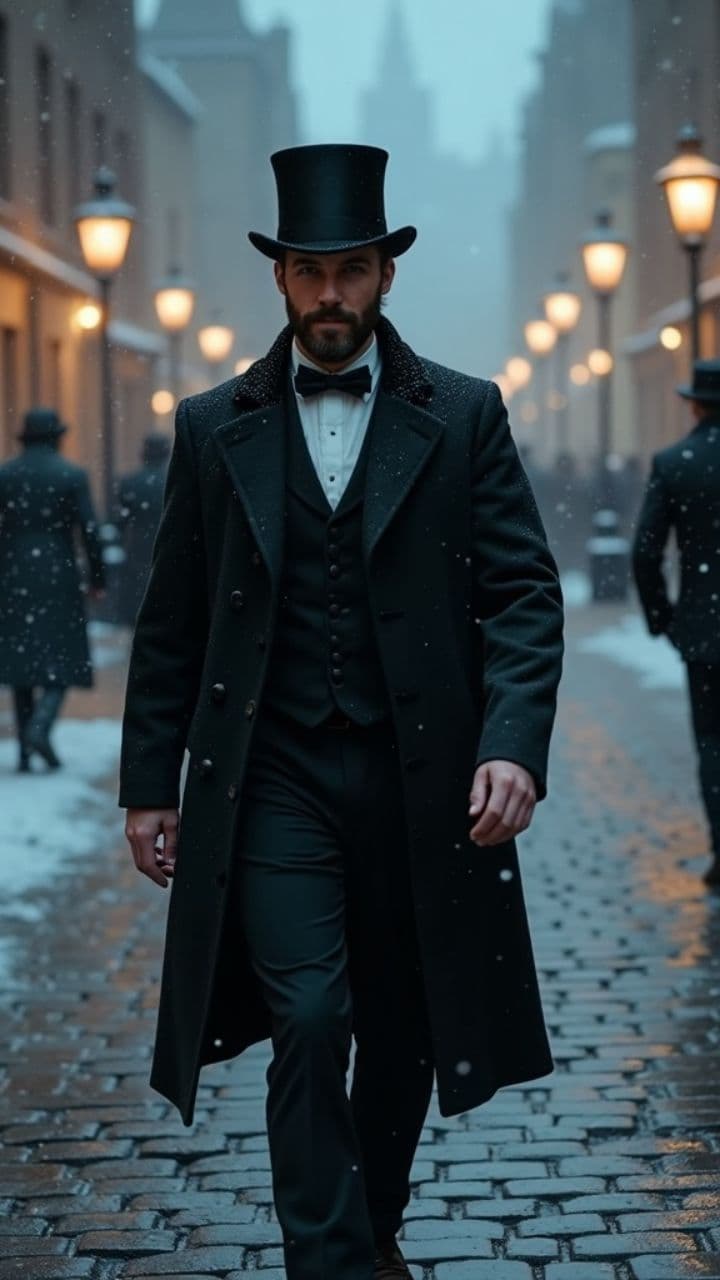 Snowy Victorian Night in London