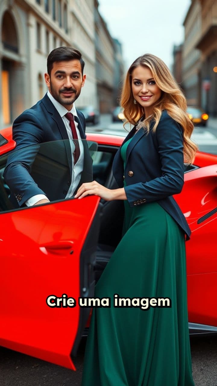 Homem abrindo porta de Ferrari para mulher
