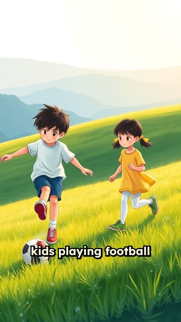 Kids Playing Football in a Field