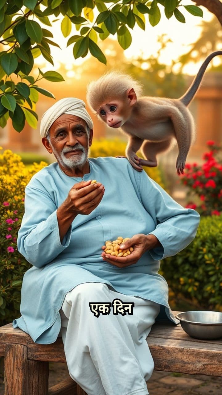 दादा और नटखट बंदर की दोस्ती