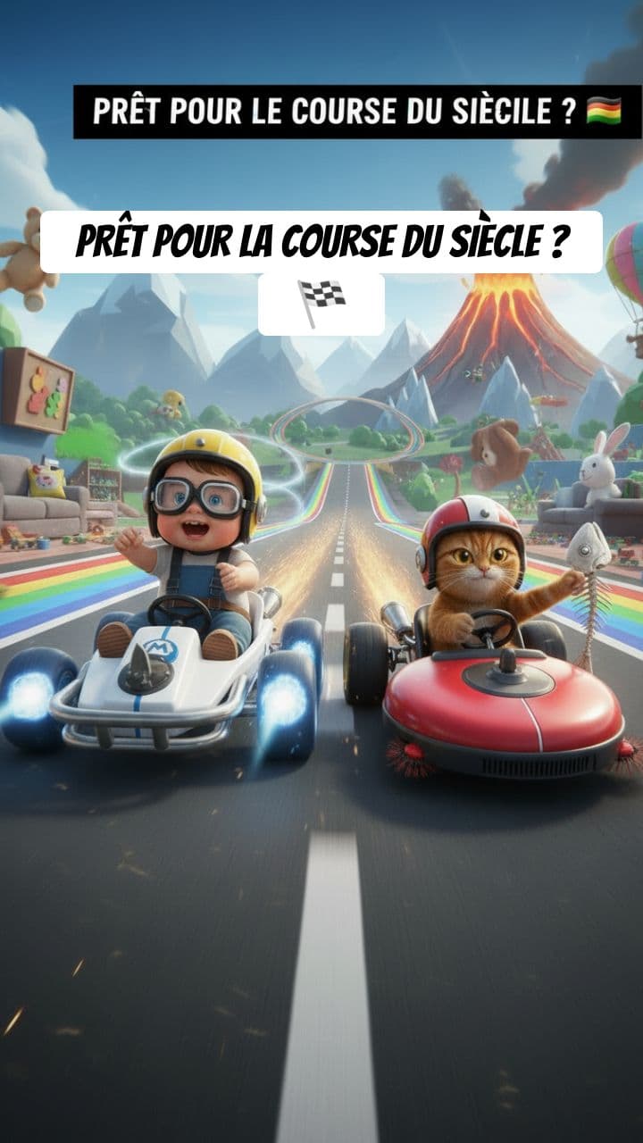 La Course Folle "Bébé vs Chat : Mario Kart Edition"