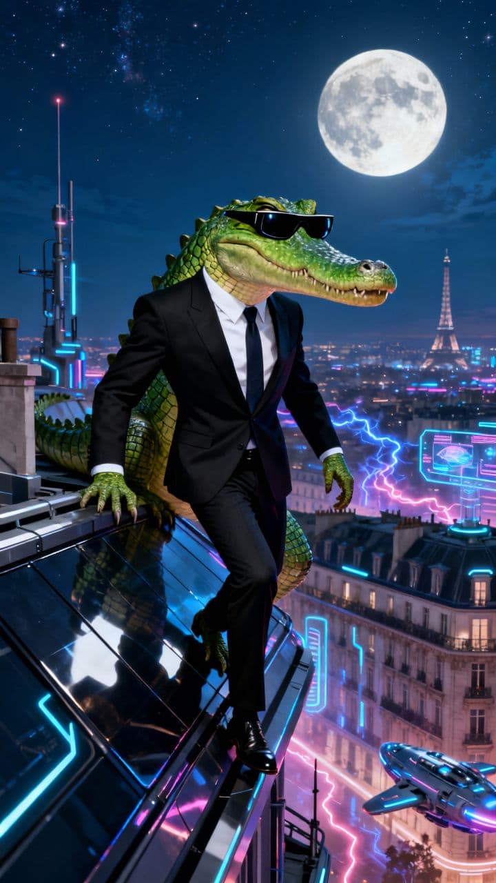 Crocodile dévore la Lune à Paris