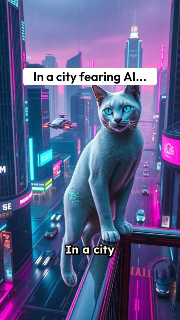 The AI Cat: Guardian of the Neon City