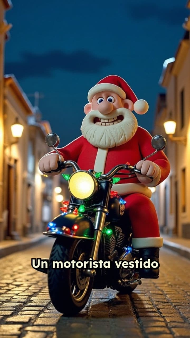 Santa Claus en moto trae ponche navideño
