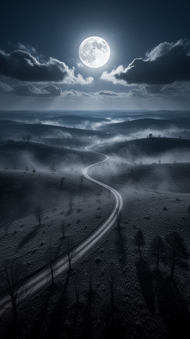 Lithuanian Birch in Green Moonlight