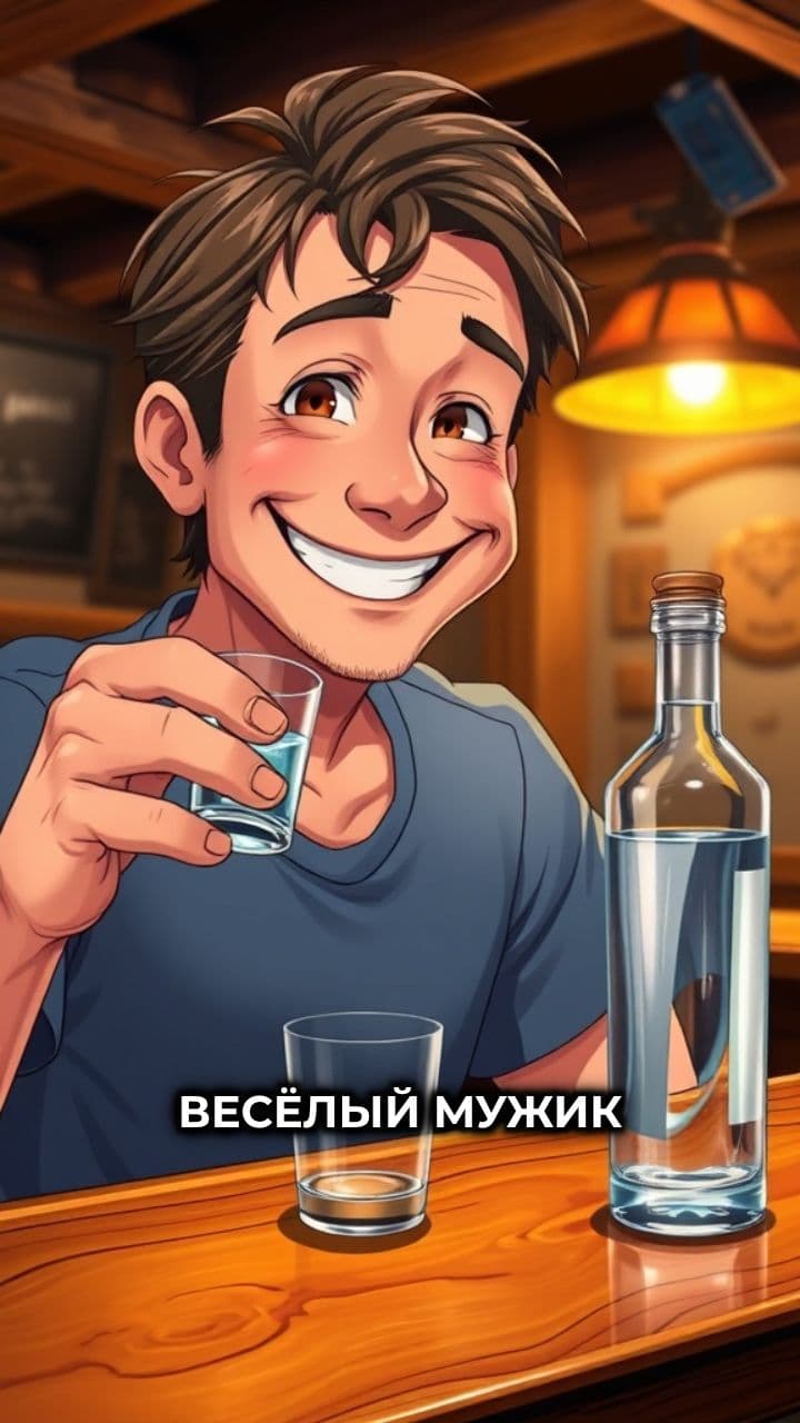 Весёлый мужик с водкой