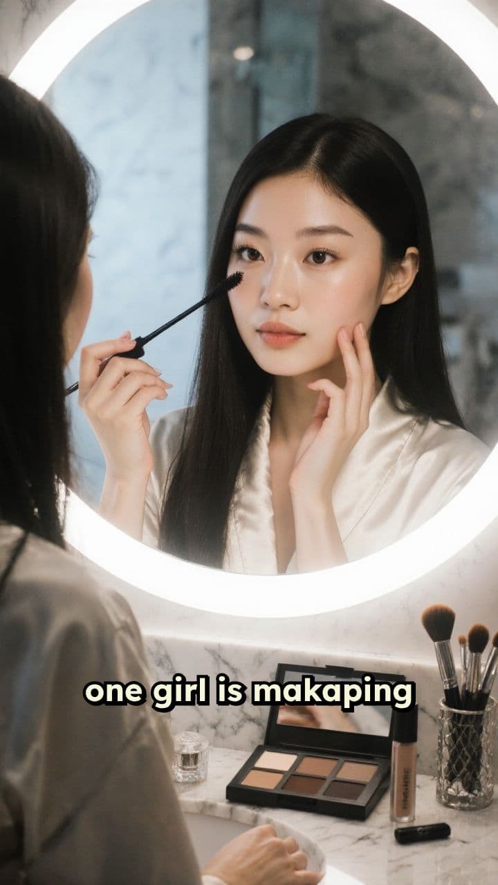 A Girl Applying Makeup