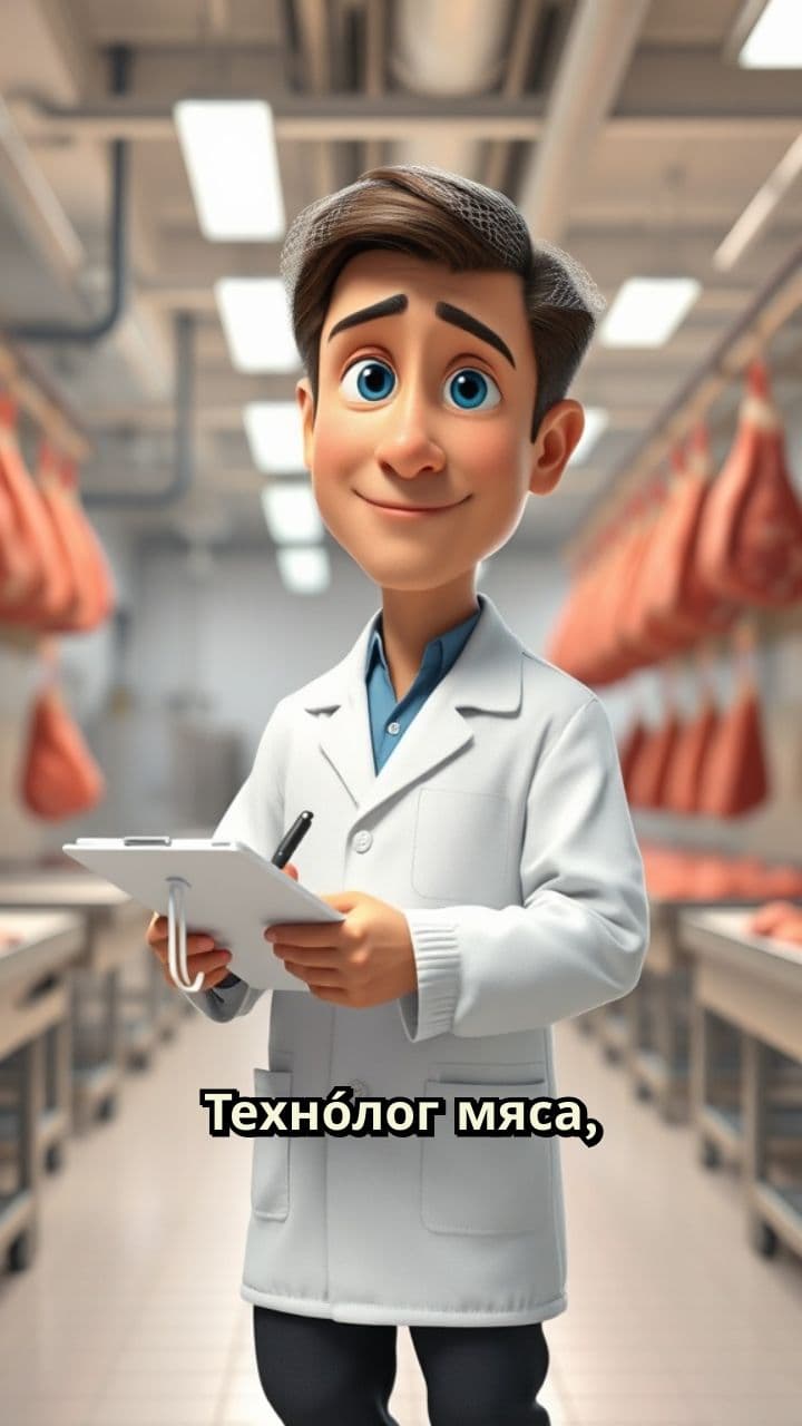Технолог мяса наблюдает за рабочими