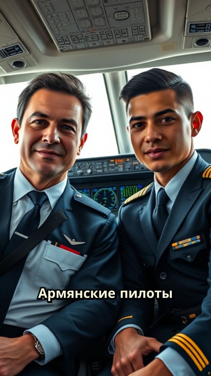 Армянские пилоты в кабине самолёта