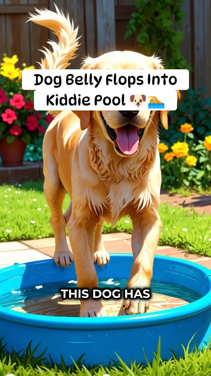 Dog Belly Flops Into Kiddie Pool 🐶🏊