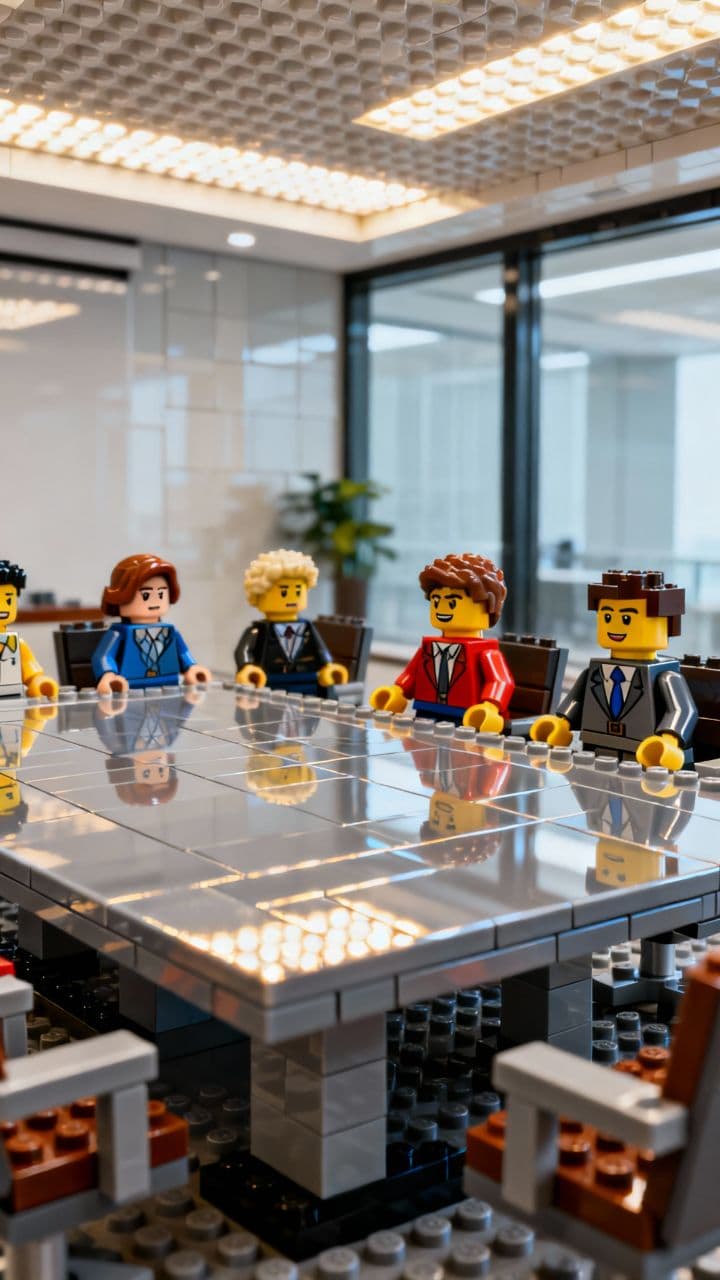 Team Triumphs in Lego Conference Room