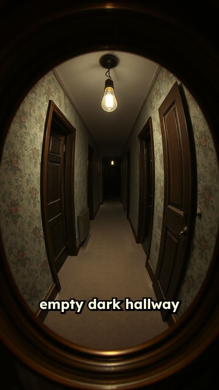 Peephole View of a Dark Hallway