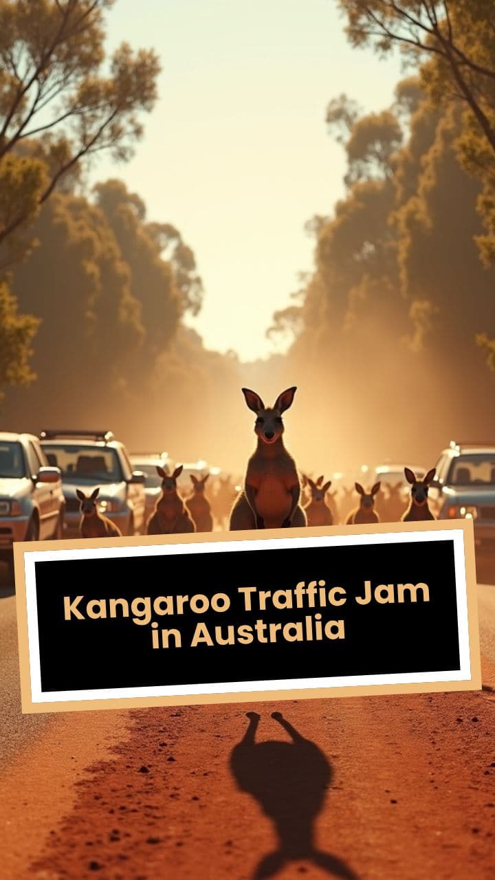 Kangaroo Traffic Jam in Australia