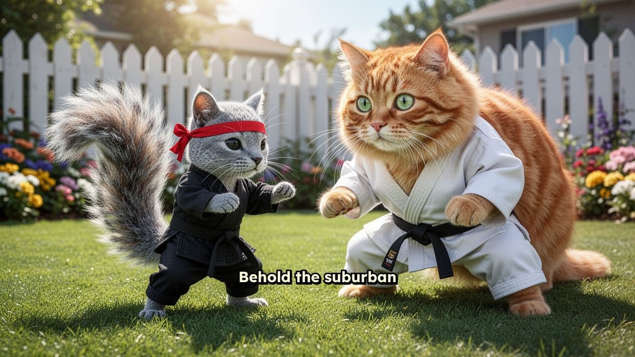 Ninja Squirrel vs Karate Cat