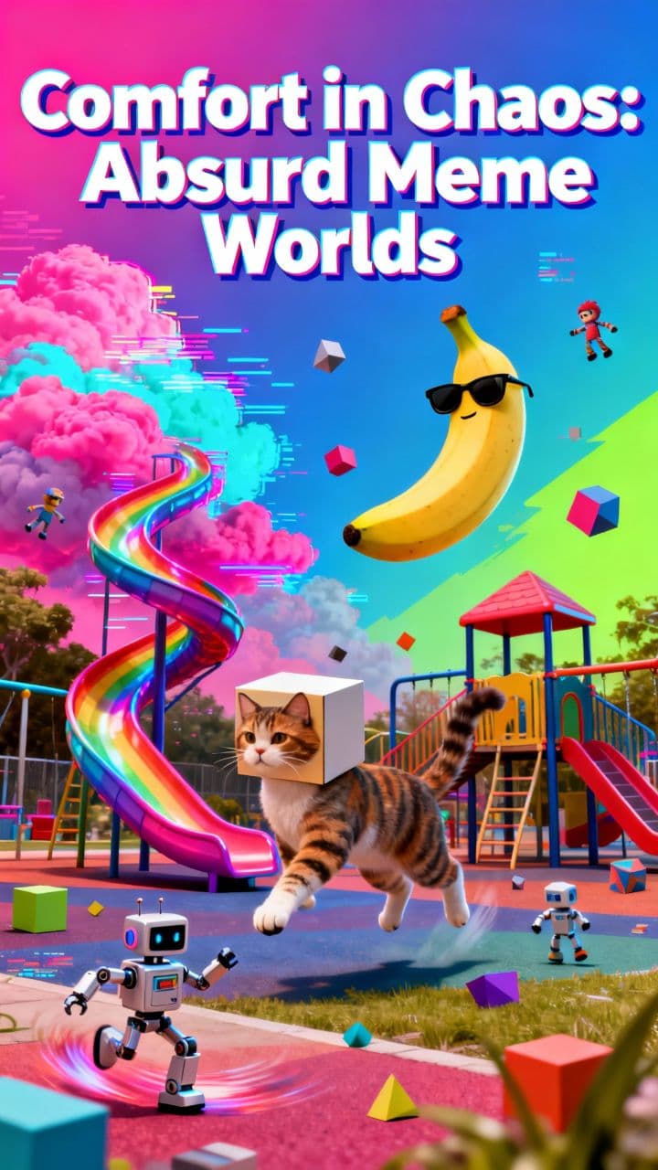 Comfort in Chaos: Absurd Meme Worlds