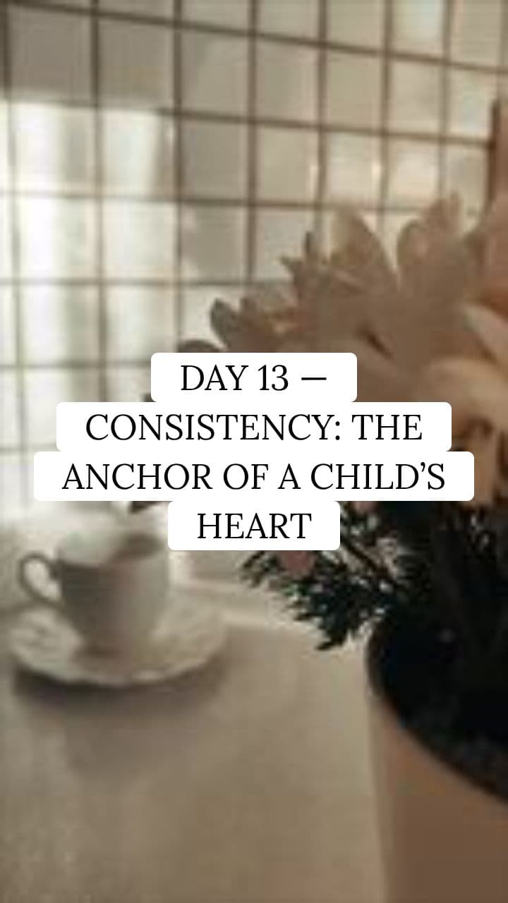 DAY 13 — CONSISTENCY: THE ANCHOR OF A CHILD’S HEART