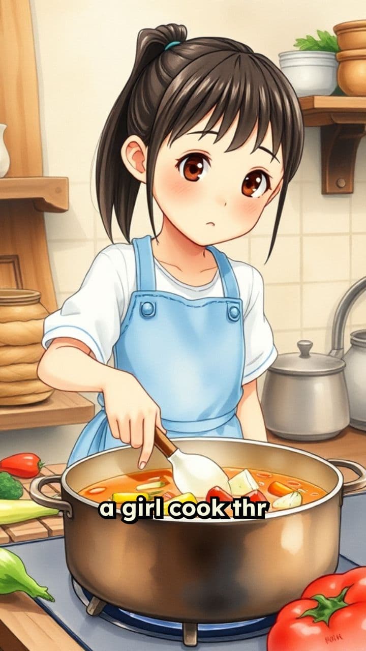 A Girl Cooking Food