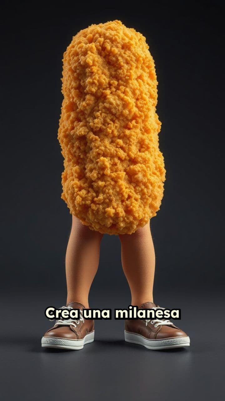 Milanesa con piernas y zapatos infantiles