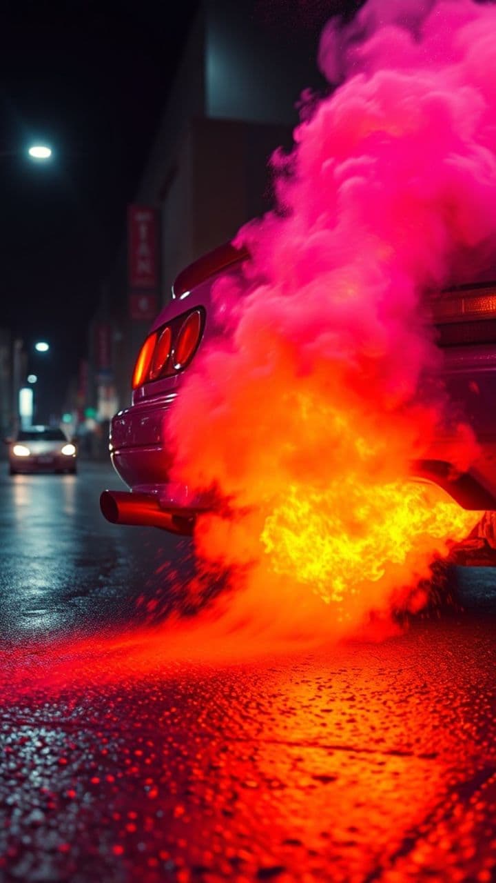 Neon Fire on the Highway