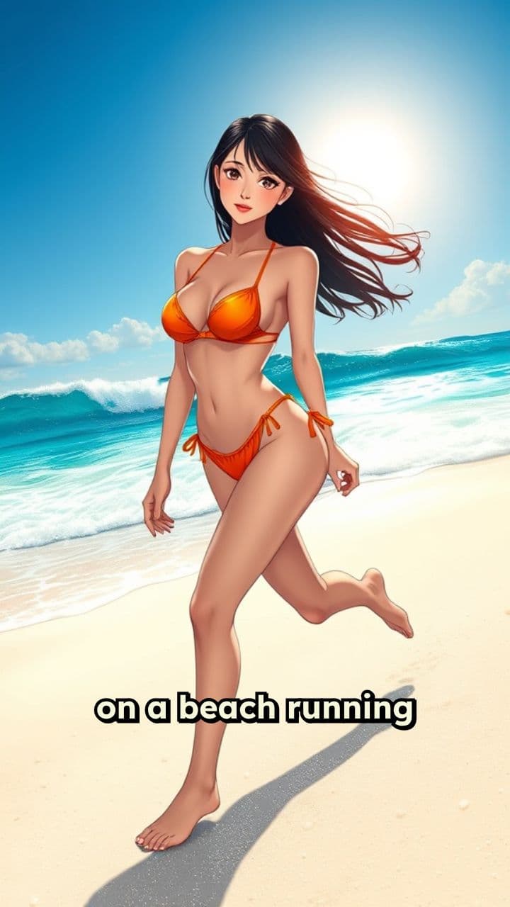 Running Alone on a Sunny Beach
